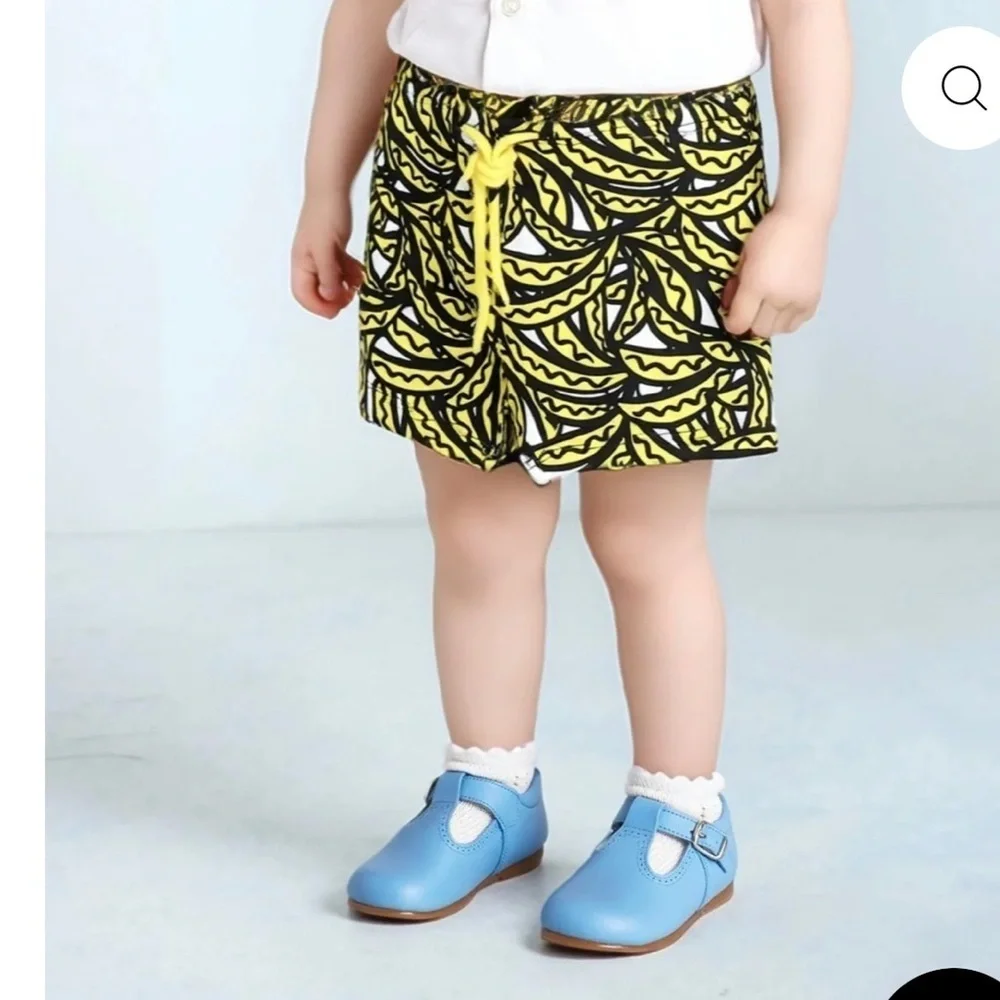 Yellow and Black Patterned Swim Shorts. Bananas. By Stella McCartney